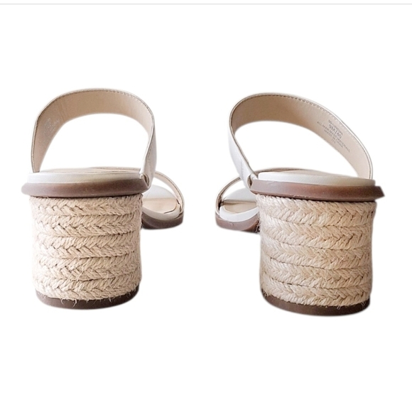Sole Society Lunespa White Two Strap Block Heel Sandals Espadrille - Picture 4 of 8